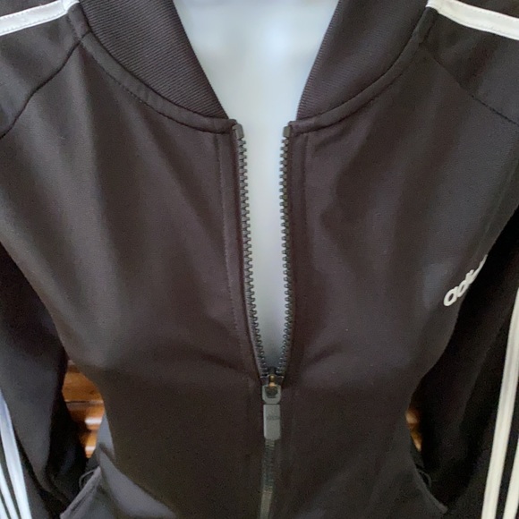 NEW Adidas Track Jacket Black with white strips - Picture 6 of 13